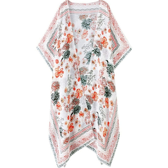 ποΈ Kimono Boho Chiffon Floral Beach Cover up - Picture 5 of 7